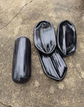 North East Harbor 698056540931 4 New Ribbed Boat Fenders 10 Inch X 28 Black Center Hole Bumpers Mooring Protection