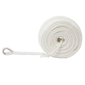 Nbem-0147-wt01 Novelbee 3/8 Inch 200ft White Double Braid Nylon Anchor Line Rope With Thimble