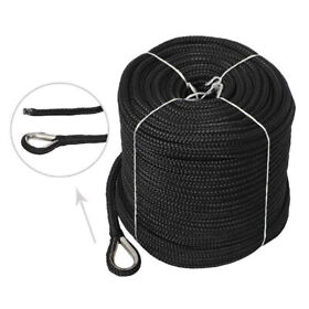 Nbem-0147-bk01 Novelbee 3/8inch X 200foot Double Braid Nylon Anchor Line With Stainless Steel Thimble