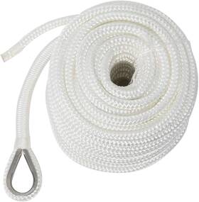 Novelbee 733810555131 3/8 Inch X 50ft Double Braid Nylon Anchor Line With Thimble Whit