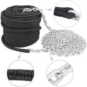 Nbem-0216-bk Novelbee 1/2 In X300 Ft Double Braid Nylon Anchor Rope With 1/4 X15 Chain