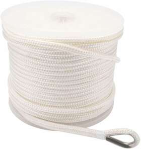 Nbjk-0414-wt Novelbee 3/8 Inch X 300ft Double Braid Nylon Anchor Line With Stainless Steel Thimble