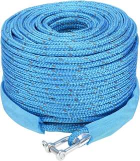 Nbjk-0651-bu Novelbeeus 50 Feet Double Braid Nylon Boat Anchor Line Mooring Rope Chafe Guard Blue
