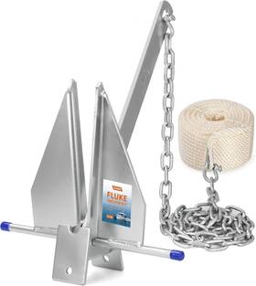 Ouleme Eb-fak13-rp 13lb Fluke Anchor Kit 100ft Nylon Rope Chain Pontoon Dinghy Bass 20-32ft