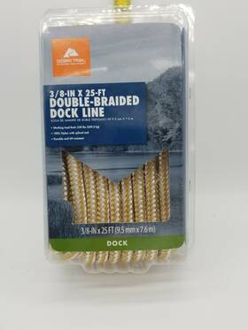 Ozark Trail 022697009425 3/8 In X 25 Ft Double Braided Dock Line Nylon Rope Uv Resistant Boat