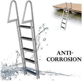 Wlazd25h4 Pontoon Boat Ladder 5 Step Aluminum Dock Lift Pool Portable With Handrails