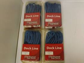 76021 Professional Rope Source 3 Strand Nylon 3/8 Inch X 20 Foot Blue Dock Line 4 Each