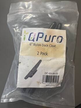 Dc-03-06-02 Qpuro Black Nylon Boat Cleat 6 Inch - Rope Kayak Dock Cleats 2 Pack