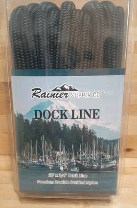 Rs5034-1pk-blk Rainier Supply Co Dock Line 50ft X 3/4 Inch Premium Double Braided Nylon Professional