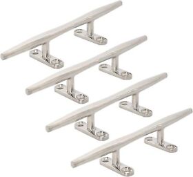 Nbem-0002-04 Real Plus 4-pack Of 8 Inch Heavy Duty 316 Stainless Steel Open Base Cleat For Boat
