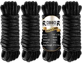 Robbor 744985369133 Dock Lines 5/8 Inch X 20ft Double Braided Nylon Boat Pre-spliced With A