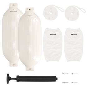 Rockville 810095685682 Fen210-white Boat Fender Package 2 Bumpers 10 Inch X30 Covers Lines