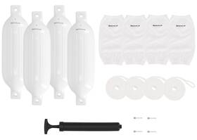 Rockville 810095686283 Fen465-white Boat Fender Package 4 Bumpers 6.5 Inch X23 Covers Lines