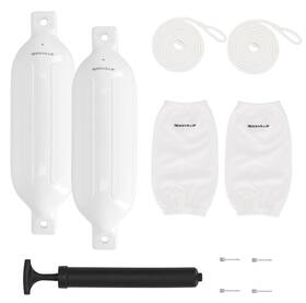 Rockville 810095686474 Fen265-white Boat Fender Package 2 Bumpers 6.5 Inch X23 Covers Lines