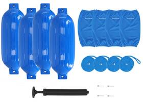 Fen410-blue Rockville Boat Fender Package 4 Bumpers 10 Inch X30 Covers Lines