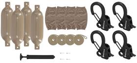 Rockville Fen465-sand Rqa-4 Fen465-sand 4 Boat Fender Bumpers 6.5 Inch X23 Covers Lines Clips
