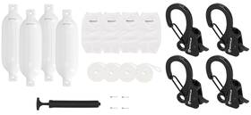Rockville Fen465-white Rqa-4 Fen465-white 4 Boat Fender Bumpers 6.5 Inch X23 Covers Lines Clips