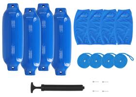 Fen485-blue Rockville Boat Fender Package 4 Bumpers 8.5 Inch X27 Covers Lines