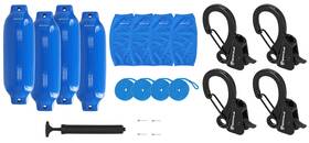 Rockville Fen485-blue Rqa-4 Fen485-blue 4 Boat Fender Bumpers 8.5 Inch X27 Covers Lines Clips