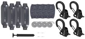 Rockville Fen485-grey Rqa-4 Fen485-grey 4 Boat Fender Bumpers 8.5 Inch X27 Covers Lines Clips