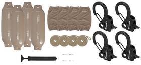 Rockville Fen485-sand Rqa-4 Fen485-sand 4 Boat Fender Bumpers 8.5 Inch X27 Covers Lines Clips