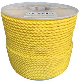 Pp38600 Rushazzled 3/8 Inch X 600ft Yellow Polypropylene Rope Poly Boat Dock Work Tree 3-strand Twisted