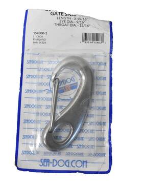154300-1 Sea Dog Stainless Steel Spring Gate Snap Hook 3-15/16 Inch X 9/16 Dia