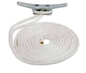 2112025wh1 Sea Dog Double Braided Dock Line 1/2 Inch Dia X 25ft L White Nylon 960 Lb Work Load