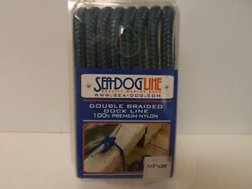 302112020tl-1 Sea Dog Line 1/2inch X 20 Teal Double Braided Premium Dock Boat Marine