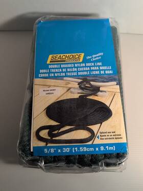 46981 Seachoice Double Braided Boat Marine Nylon Dock Line Rope 5/8 Inch X 30ft Green