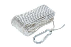 50-40221 Seachoice Anchor Line Rope Hollow Braid Polypropylene White Spring Hook