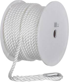 50-40741 Seachoice Anchor Line Rope 3-strand Twisted White Nylon
