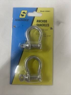 50-43061 Seachoice 5/16 Inch Galvanized Anchor Shackles 6 600 Lbs Break Strength Model 43061