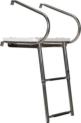 50-71181 Seachoice Deluxe Universal Swim Platform With Side Mount Telescoping Ladder 2 Steps