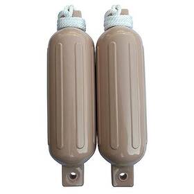 50-79254 Seachoice 2 Pack 5-1/2 Inch X 20 Double Eye Tan Inflatable Vinyl Fenders With Lines