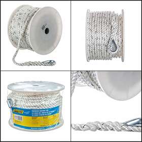 Seachoice 719249477411 Boat Anchor Line Rope 3-strand Twisted Nylon White/blue 1/2 In X 150ft