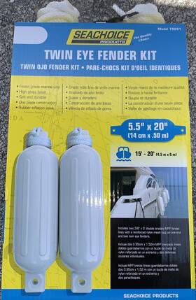 79251 Seachoice Boat Fender Kit 2 Pack White 5.5 Inch X 20 With 3/8 5 Line New