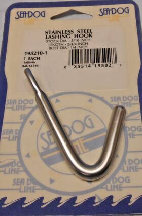 195210-1 Seadog Stainless Steel Lashing Hook 5/16 Inch Diameter 2-3/4 Long