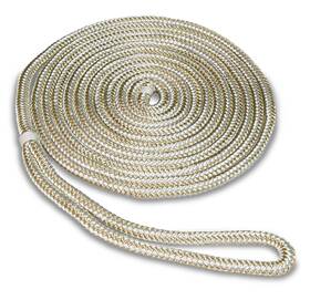 Seasense 210004001709 Double Braid Nylon Dock Line Gold/white 25-feet X 3/8-inch