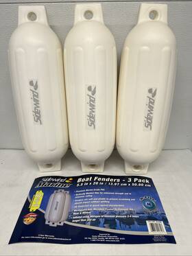 562488 Sidewind New Marine Pvc Ribbed Boat Fenders White 5.5 Inch X 20 Dock Edge 3 Pack
