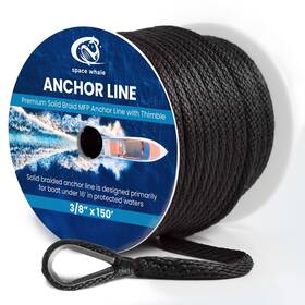 Swal38sb150 Space Whale ‎ S 3/8 Inch X 150ft Marine-grade Solid Anchor Line With Thimble I Ex