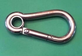 Uss2450x-0100 Stainless Steel 316 Spring Hook With Eyelet Carabiner 3/8inch 10mm Marine Grade