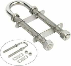 07849s-be Stainless Steel Boat Stern Bow Eye Tie Down U Bolt 3/8inch Dia 2 Flanges 4 Nuts Us