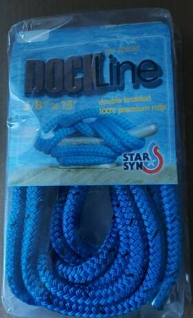 Odl0615-20sa Star Syn Blue Dock Line 3/8ftft X 15ft Mfp Floating Double Braided Pre-spliced Nos