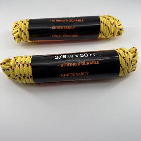 45055 Steel Dog 2 Pack 3/8 Inch 50ft Double Braid Nylon Marine- Tie Down- Pet - Flag Pole Line