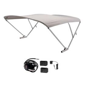 2021133092 Sureshade Battery Powered Bimini - Clear Anodized Frame And Grey Fabric 2021133