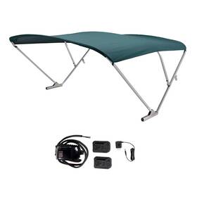 2021133098 Sureshade Battery Powered Bimini - Clear Anodized Frame And Green Fabric 202113