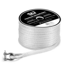 Swonder 897093837936 Anchor Rope 3/8 Inch 50ft 100ft Marine-grade Solid Braided Line With S