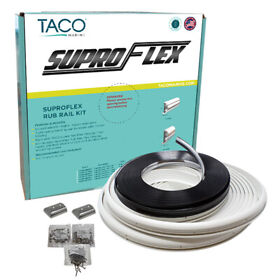 V11-9960wcm60-2 Taco Supro Flex Rub Rail Kit White With Chrome Insert 1.6inch.h X .78inch.w 60footl