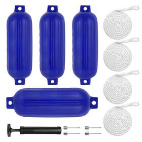 Vh425us Treli 4 New Ribbed Boat Fenders 10 Inch X 30 Blue Center Hole Bumpers Mooring Protection